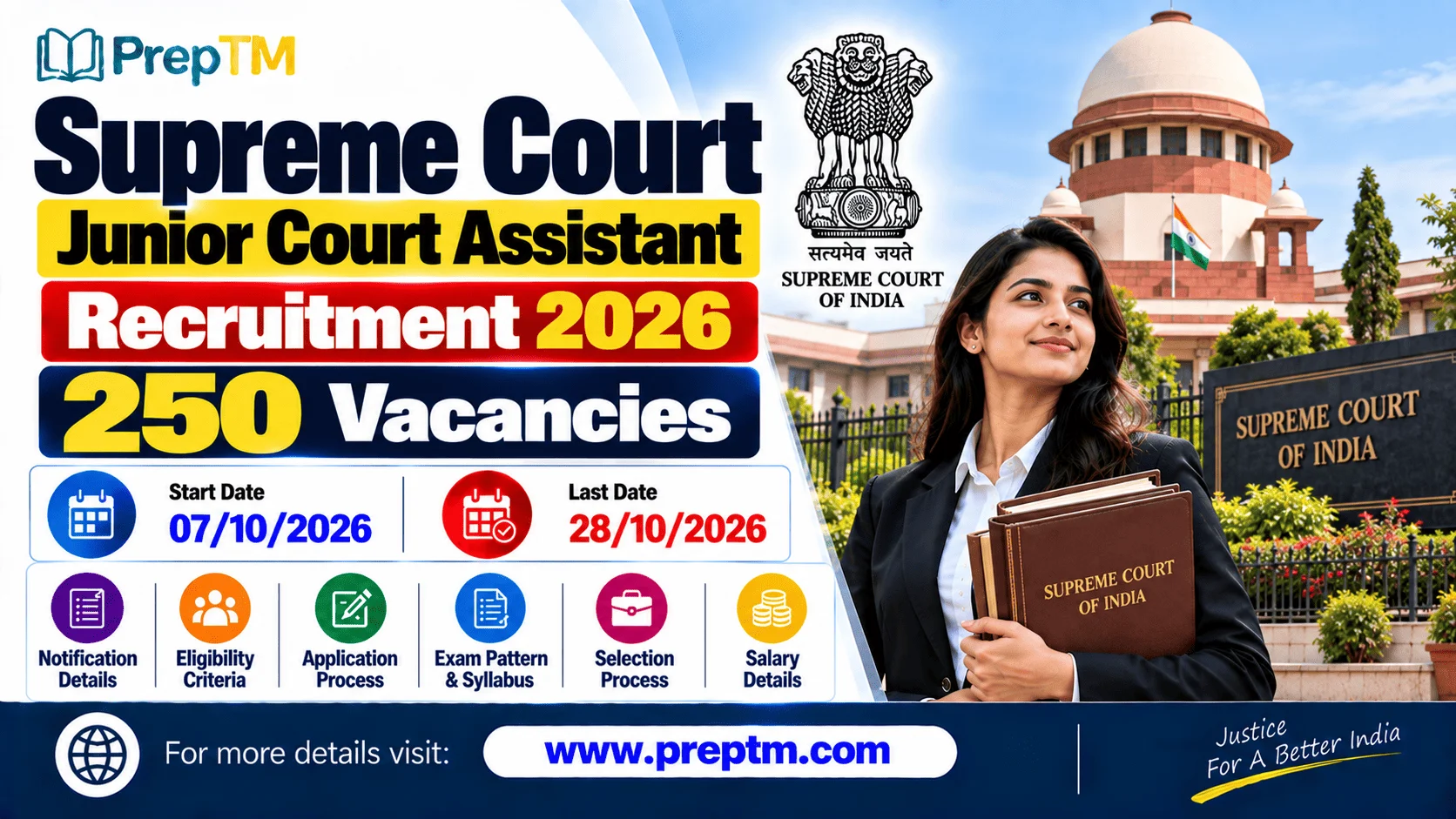 Supreme Court Junior Court Assistant Recruitment 2026: 250 Vacancies